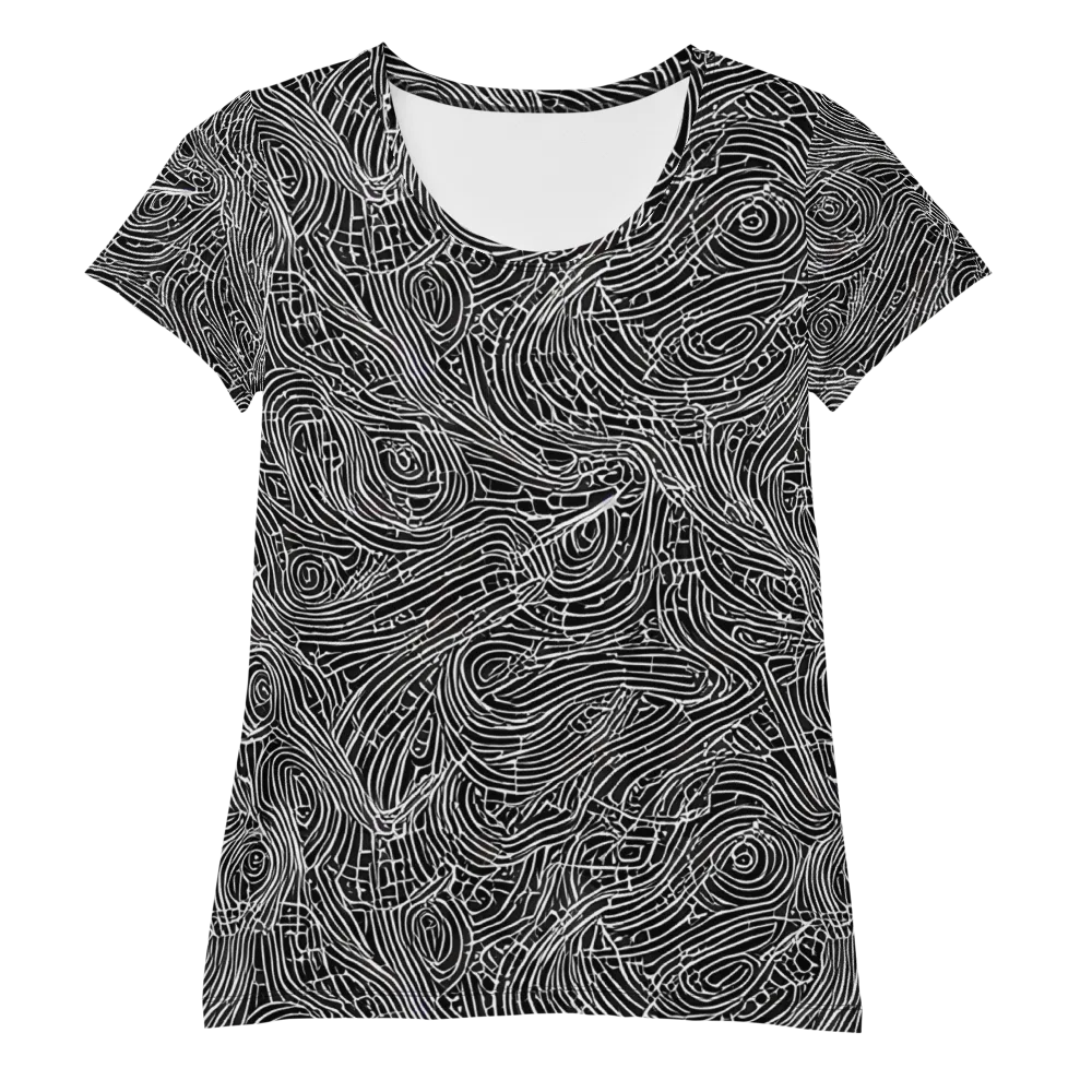 Noir Topography on Women's Athletic T-Shirt — Front