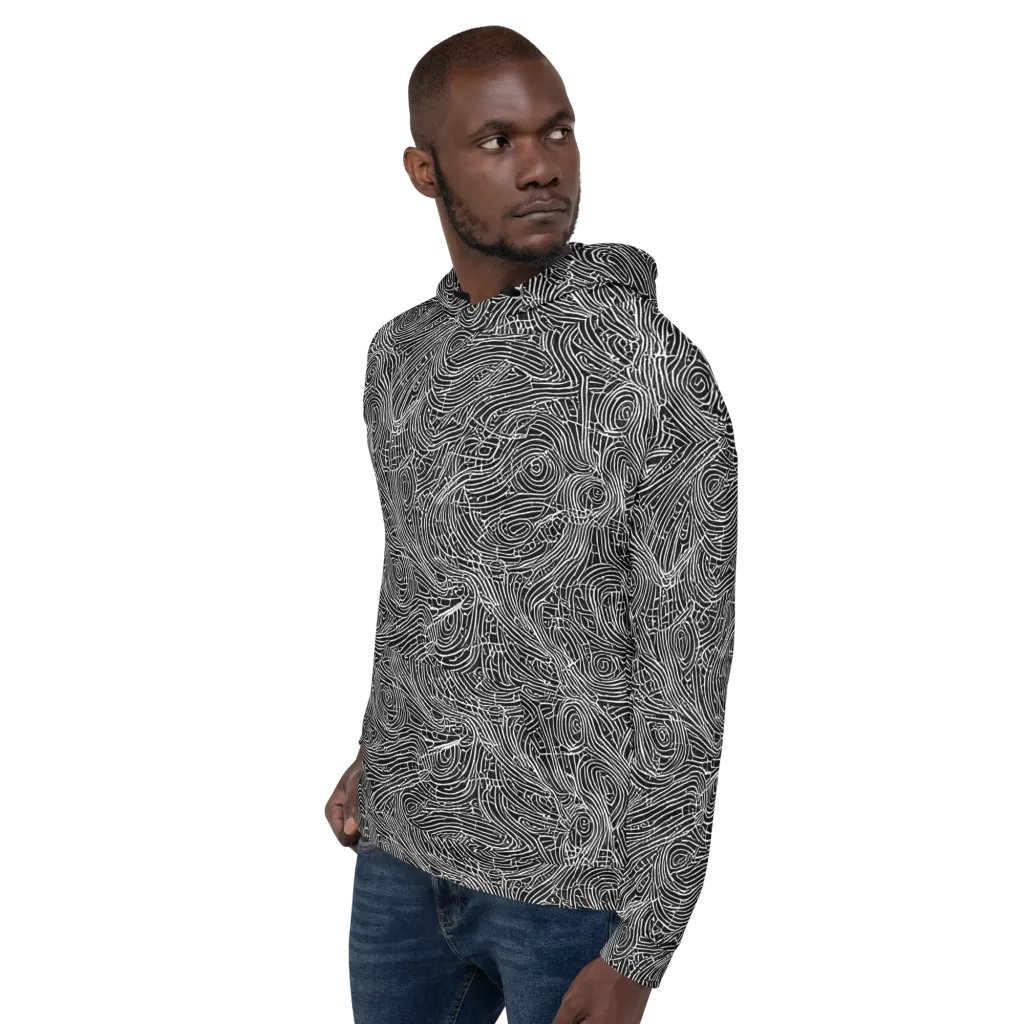 Noir Topography on Hoodie — Left