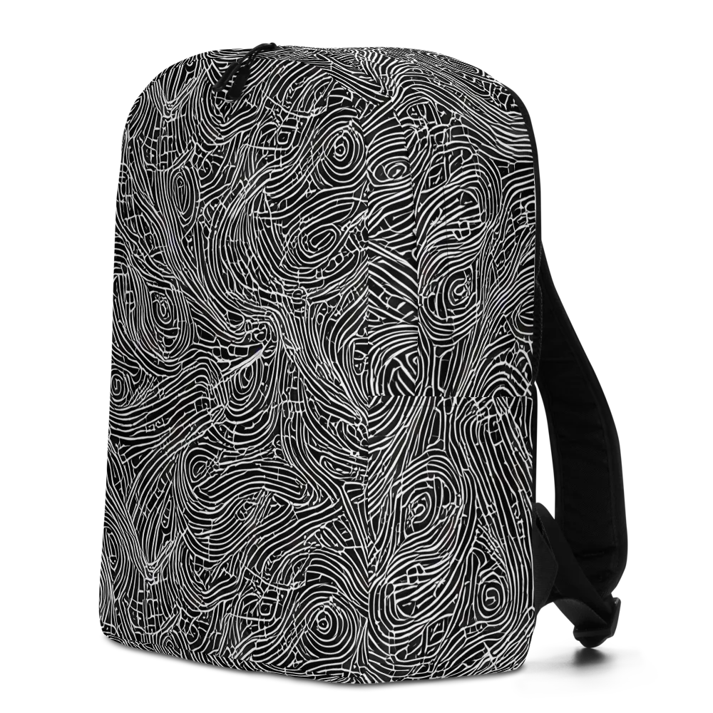 Noir Topography on Minimalist Backpack — Left