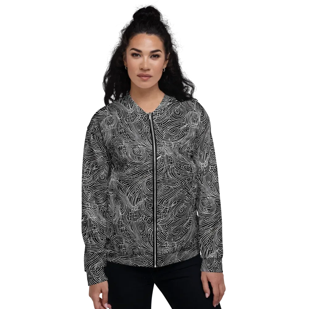 Noir Topography on Bomber Jacket — Front