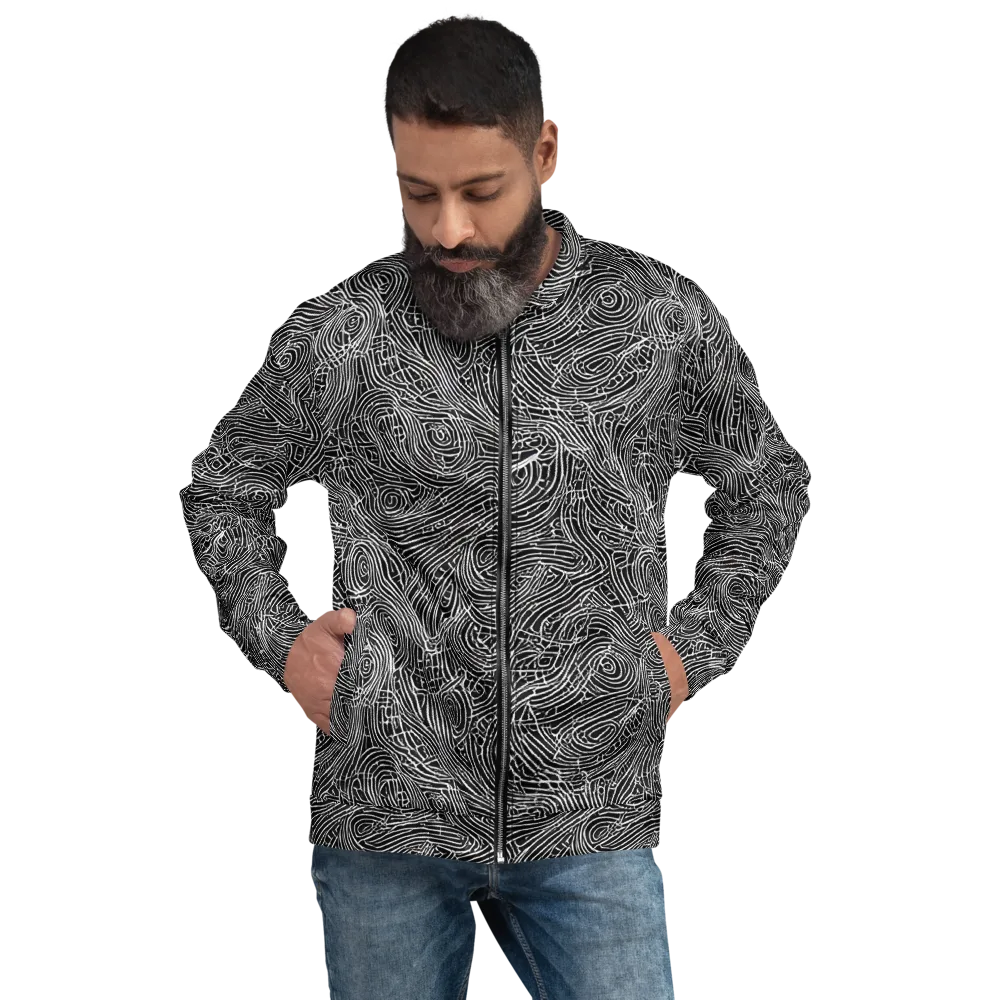 Noir Topography on Bomber Jacket — Front