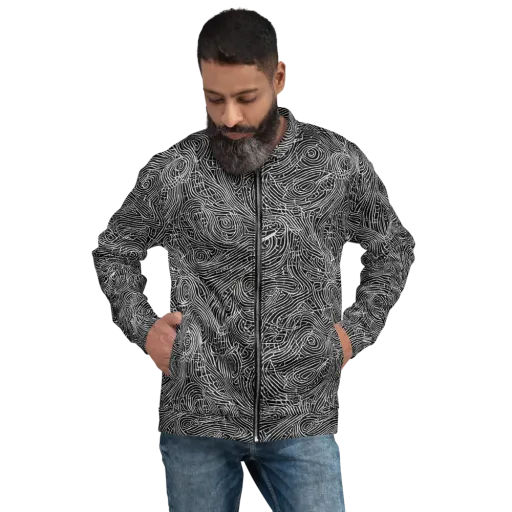 Noir Topography on a Bomber Jacket