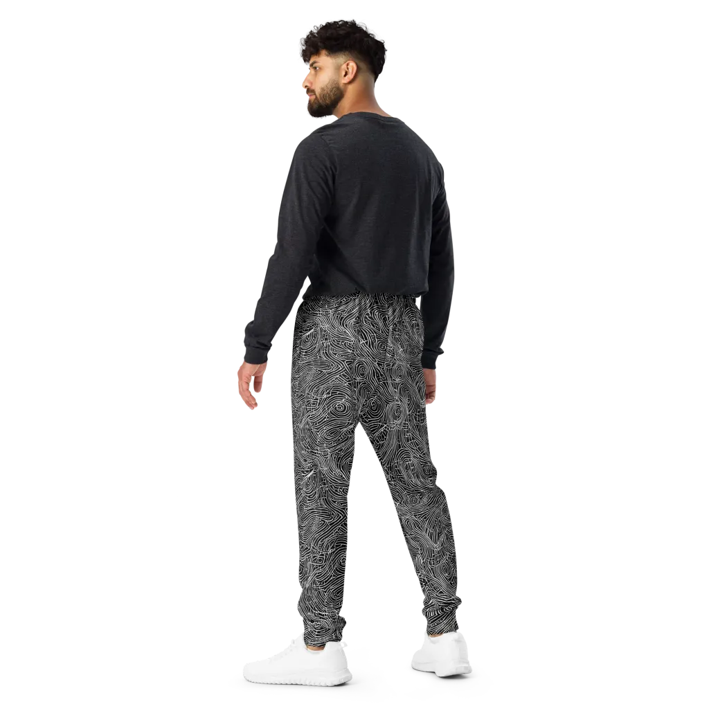 Noir Topography on Men's Joggers — Back