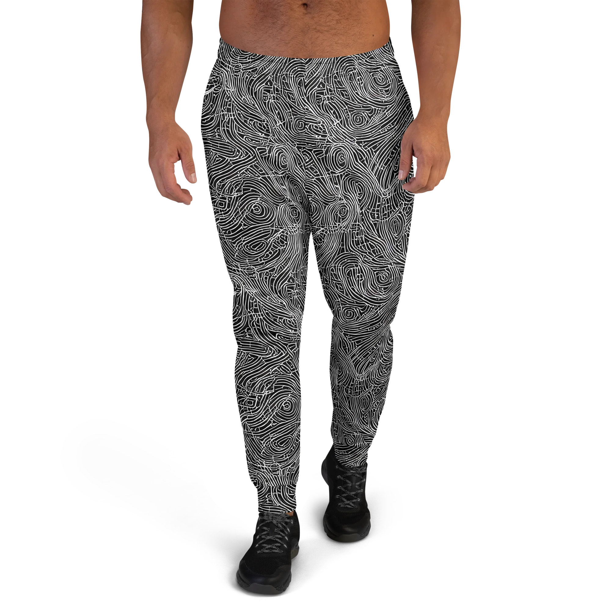 Noir Topography on Men's Joggers — Front