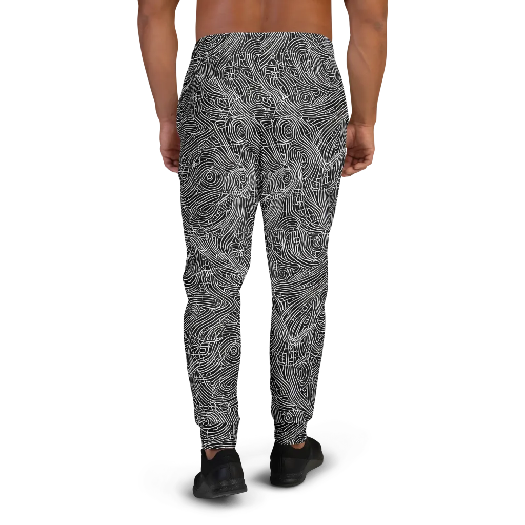 Noir Topography on Men's Joggers — Back