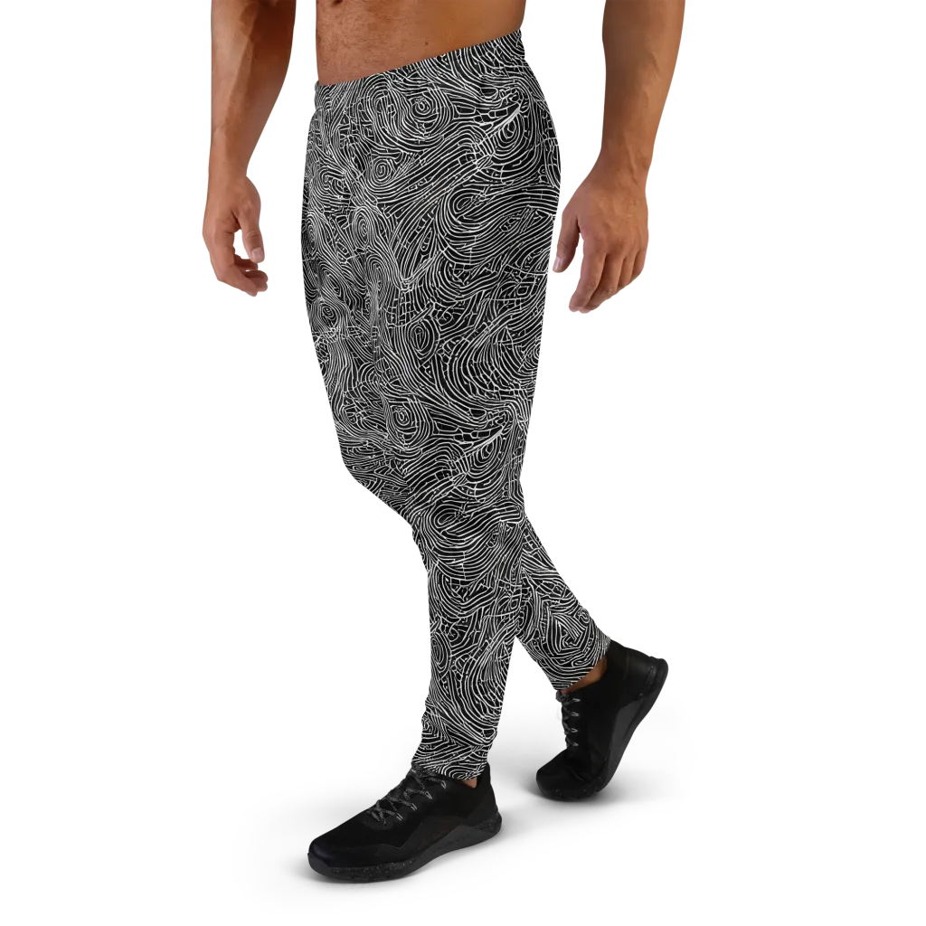 Noir Topography on Men's Joggers — Left