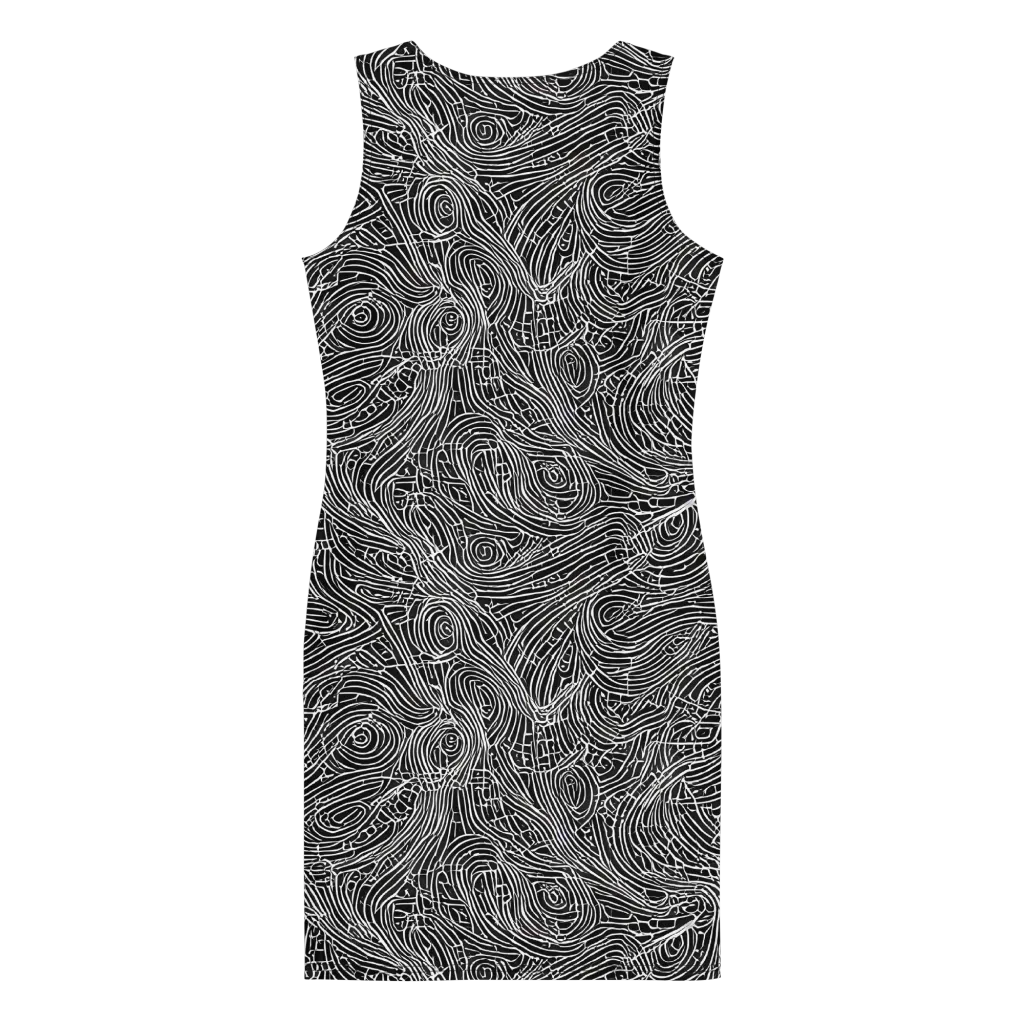 Noir Topography on Bodycon Dress — Back