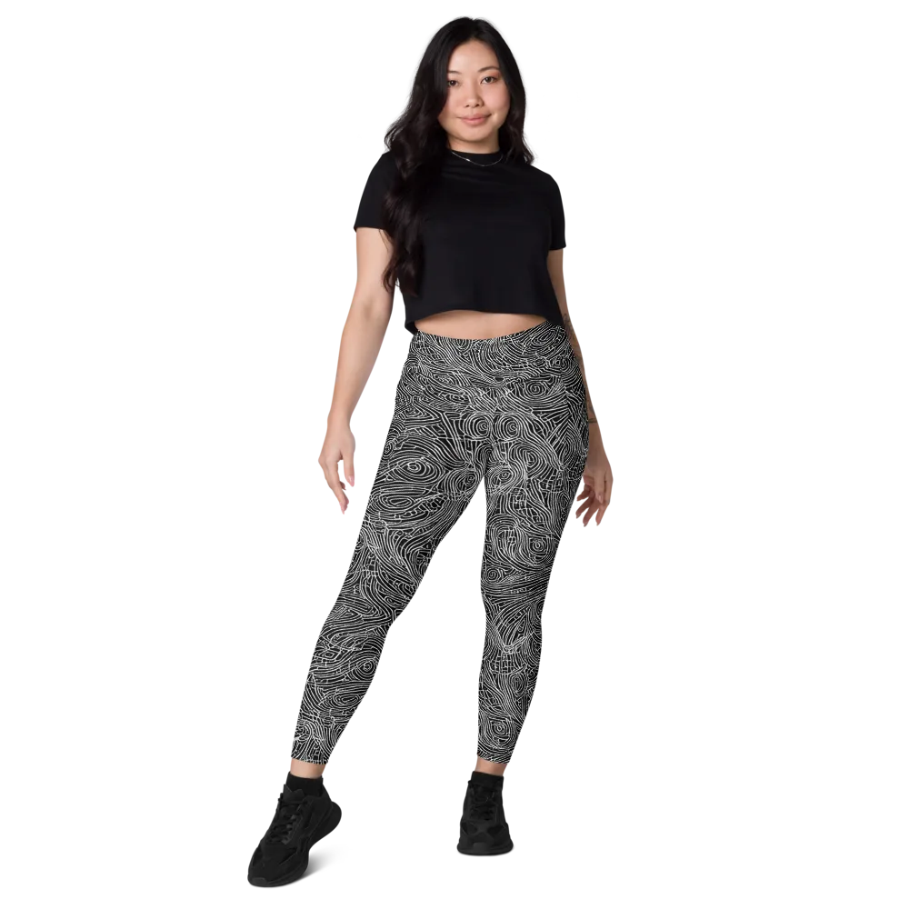 Noir Topography on Leggings with Pockets — Front