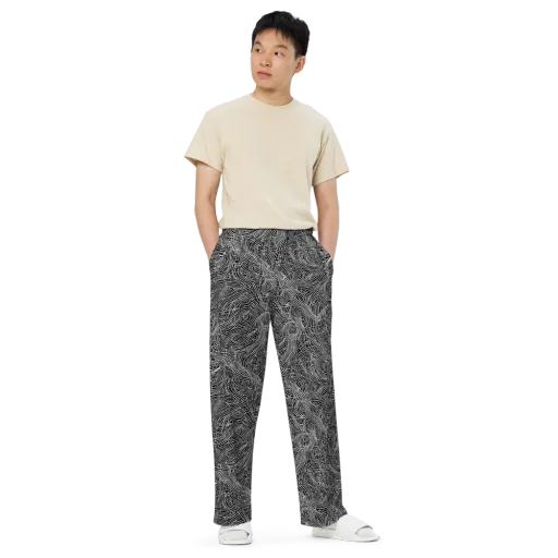 Noir Topography on a Wide-Leg Pants