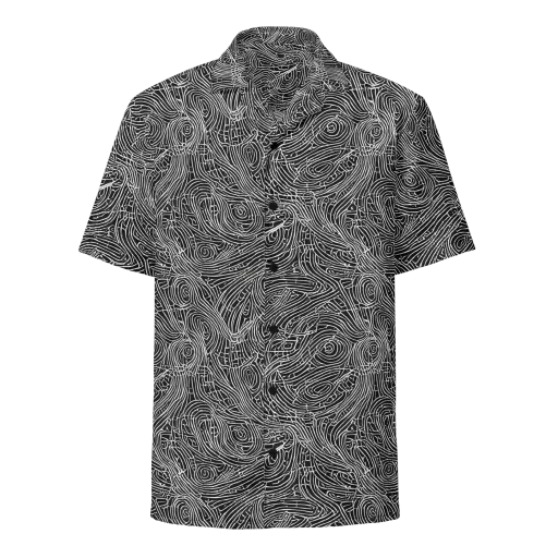Noir Topography on a Button Shirt