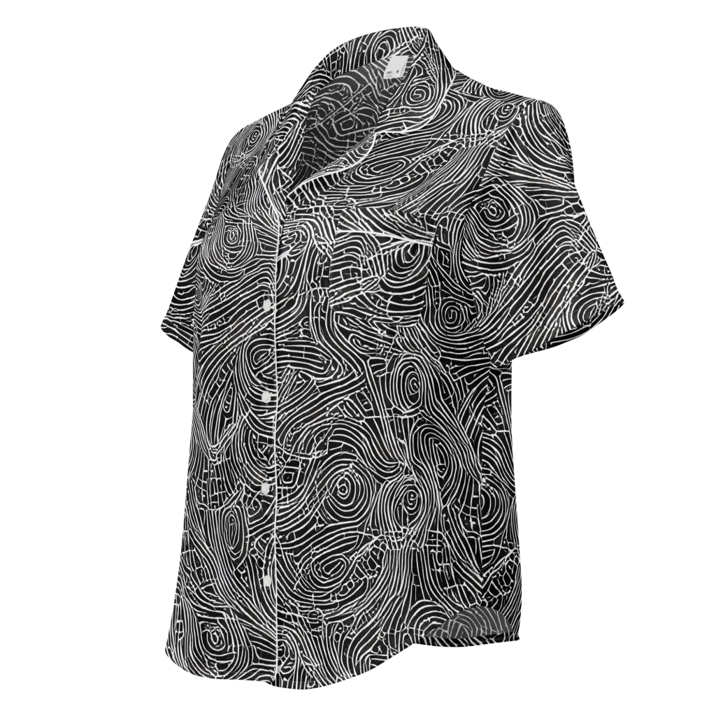Noir Topography on Women's Short Sleeve Pajama Top — Left Front