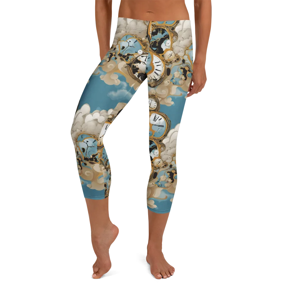 Chronos in the Clouds on Capri Leggings — Front
