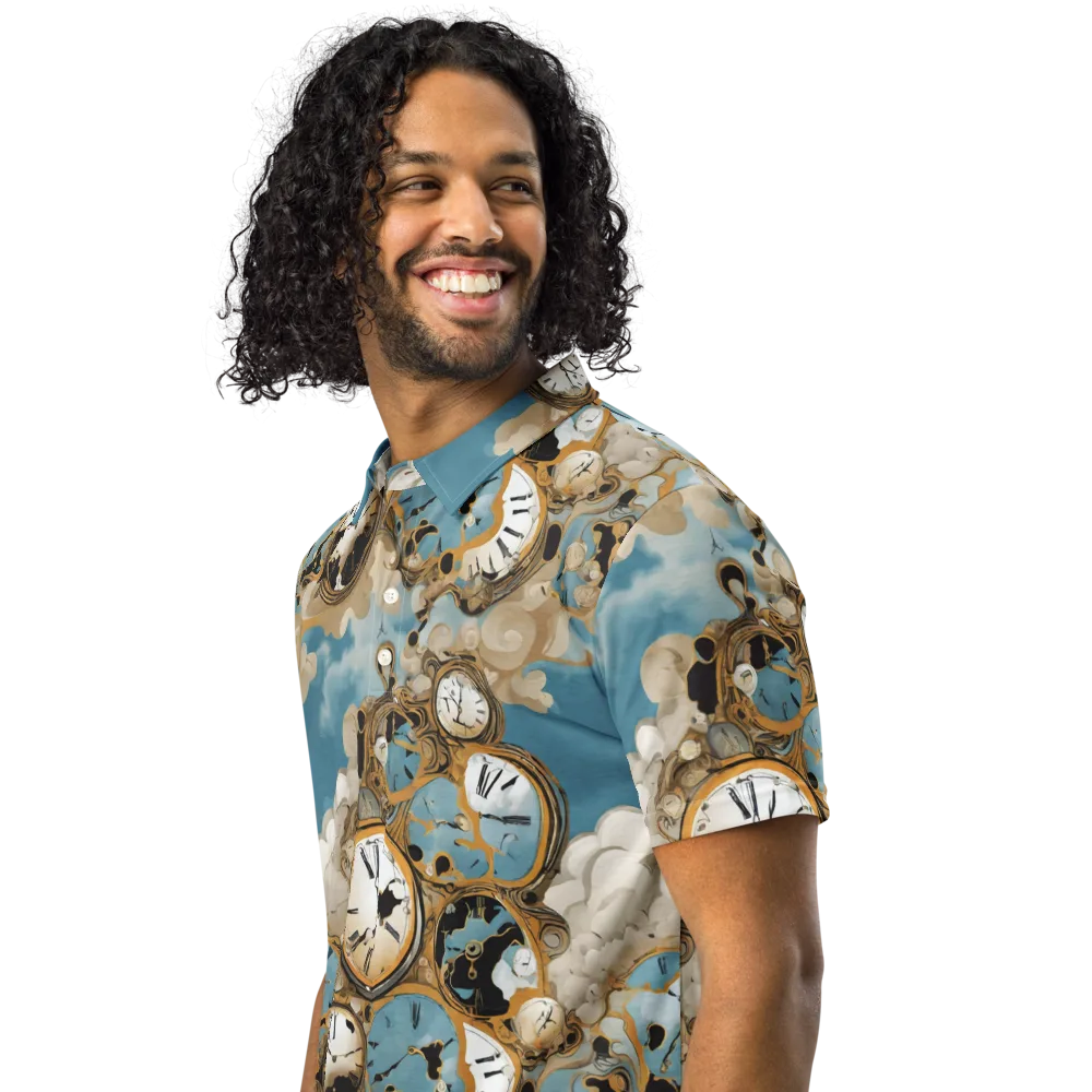 Chronos in the Clouds on Men's Slim Fit Polo Shirt — Left Front