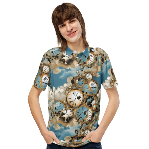 Chronos in the Clouds on a Men's Slim Fit Polo Shirt