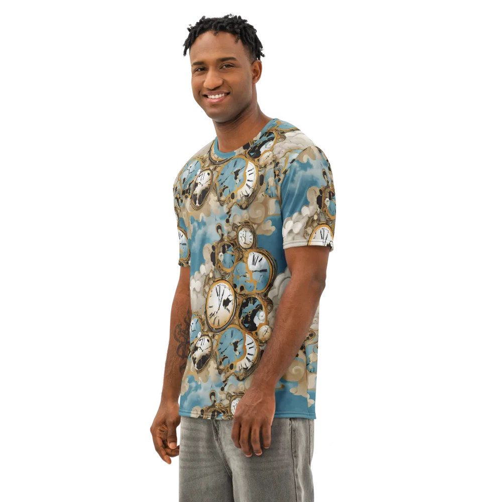 Chronos in the Clouds on Men's Cotton Crew Neck T-Shirt — Left Front