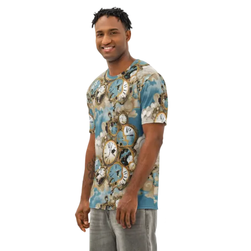 Chronos in the Clouds on a Men's Cotton Crew Neck T-Shirt