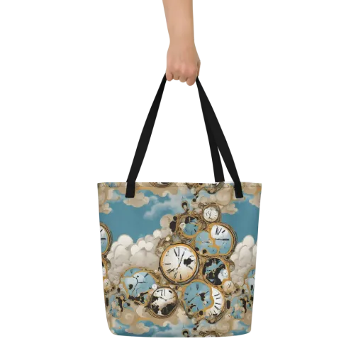 Chronos in the Clouds on a Large Tote Bag W/ Pocket