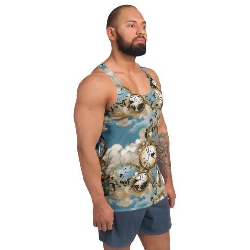 Chronos in the Clouds on a Men's Tank Top