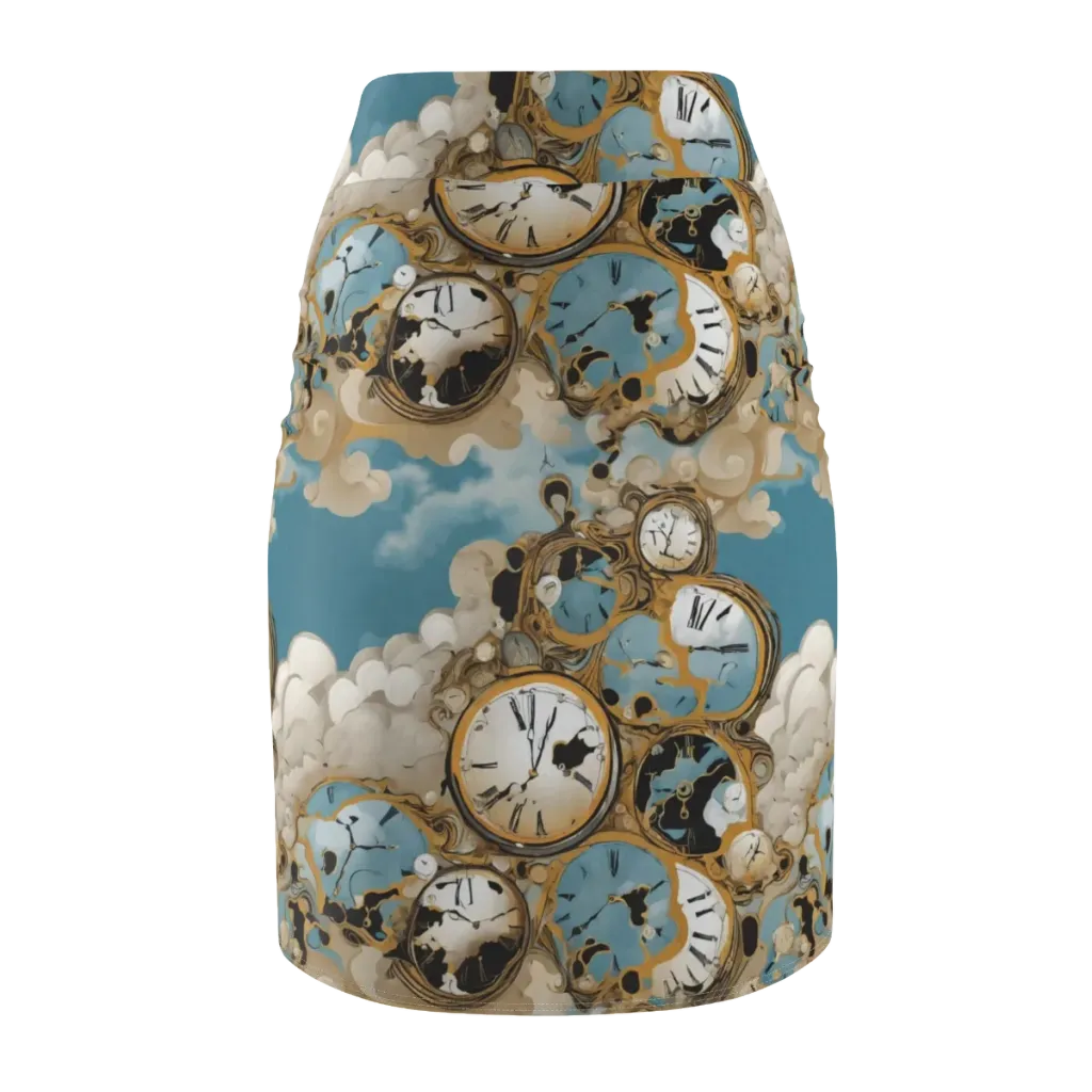 Chronos in the Clouds on Pencil Skirt — Back