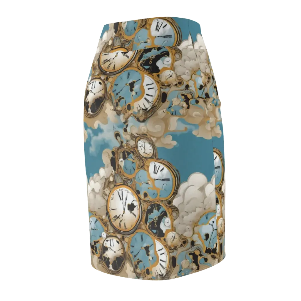 Chronos in the Clouds on Pencil Skirt — Back Side