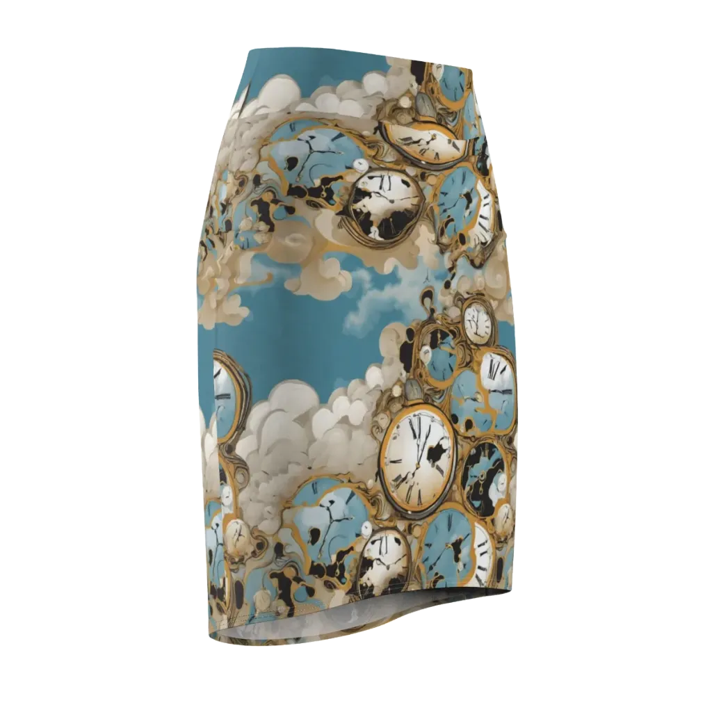 Chronos in the Clouds on Pencil Skirt — Front Side