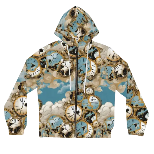 Chronos in the Clouds on a Women's Full-Zip Hoodie