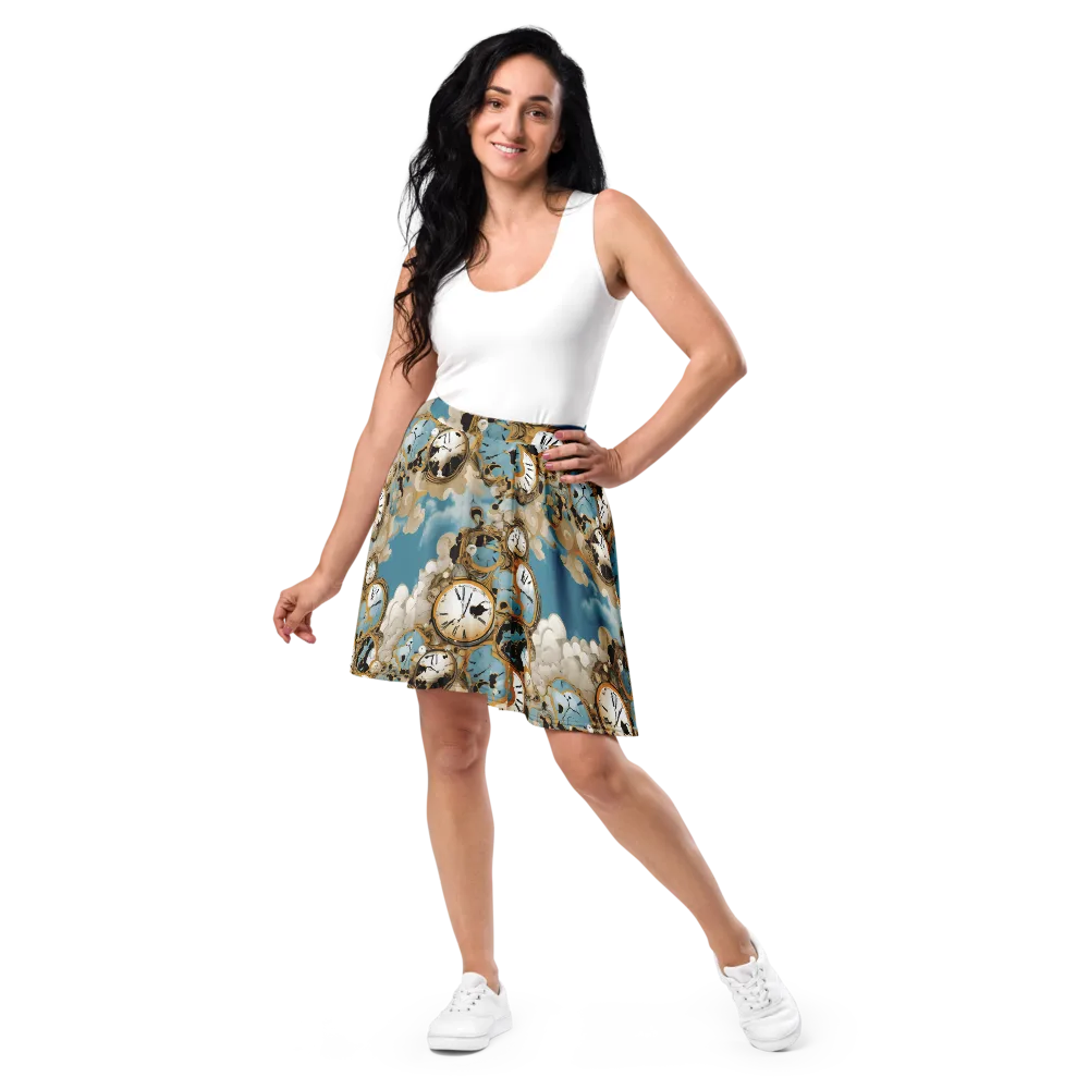 Chronos in the Clouds on Skater Skirt — Front