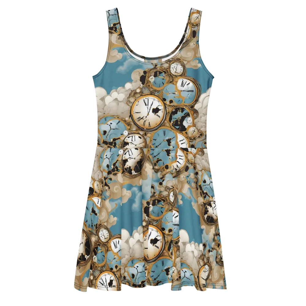 Chronos in the Clouds on Skater Dress — Front