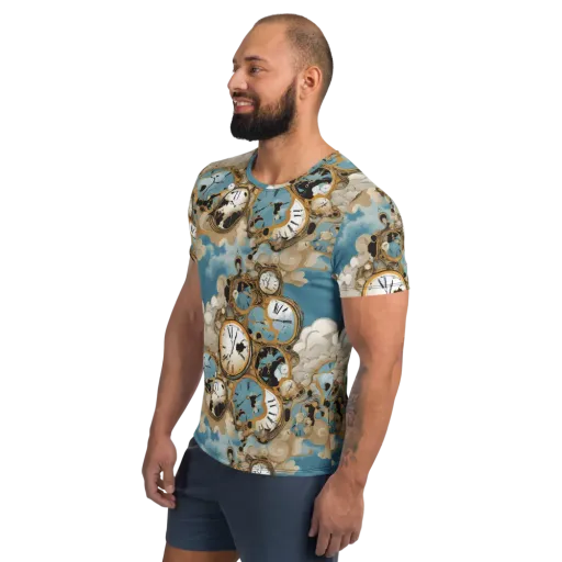 Chronos in the Clouds on a Men's Athletic T-Shirt