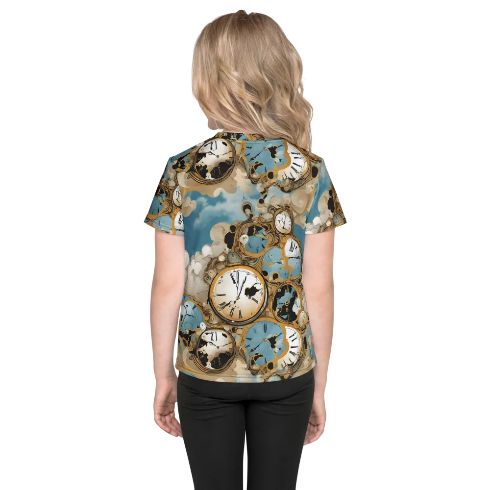Chronos in the Clouds on Kids Crew Neck T-Shirt — Back