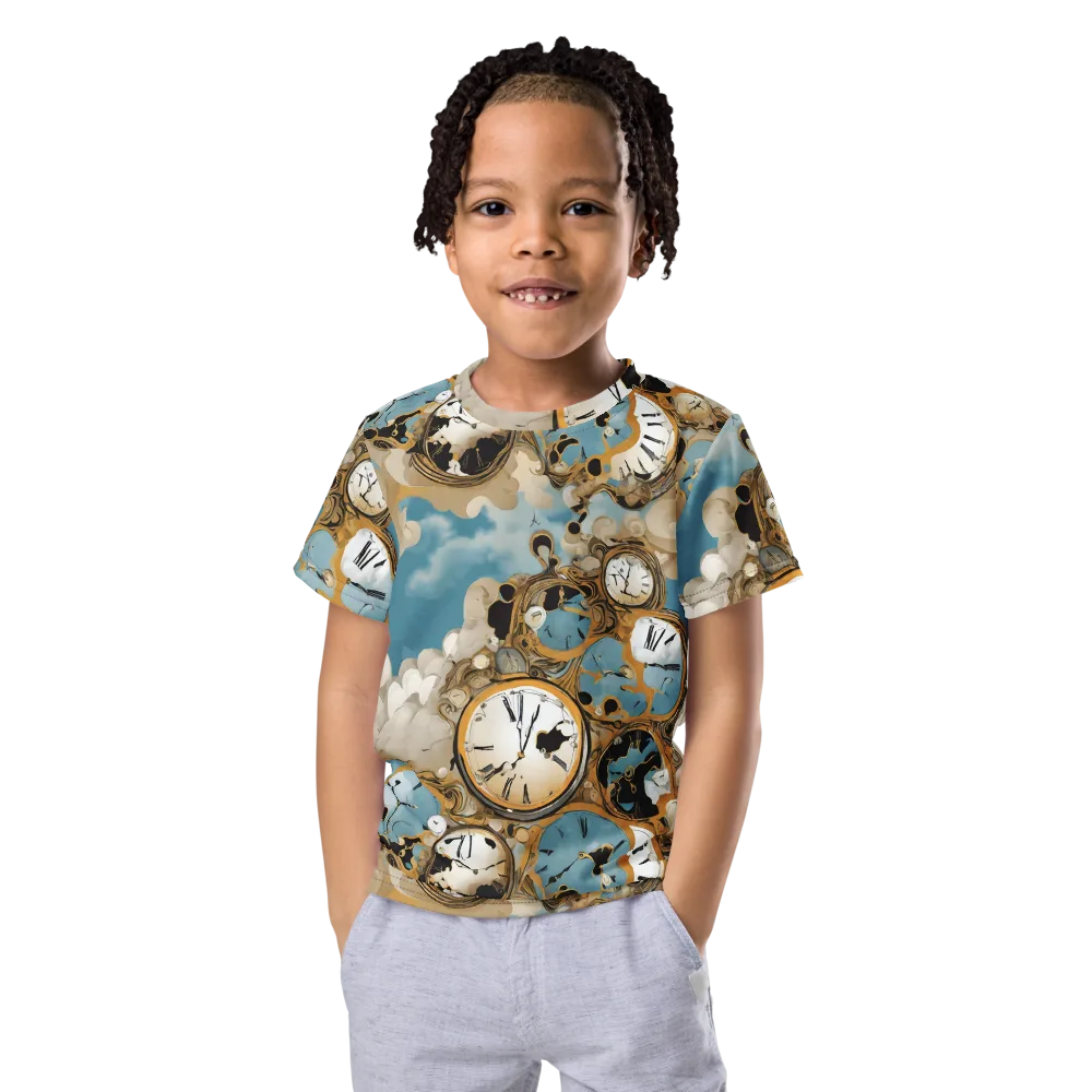 Chronos in the Clouds on Kids Crew Neck T-Shirt — Front