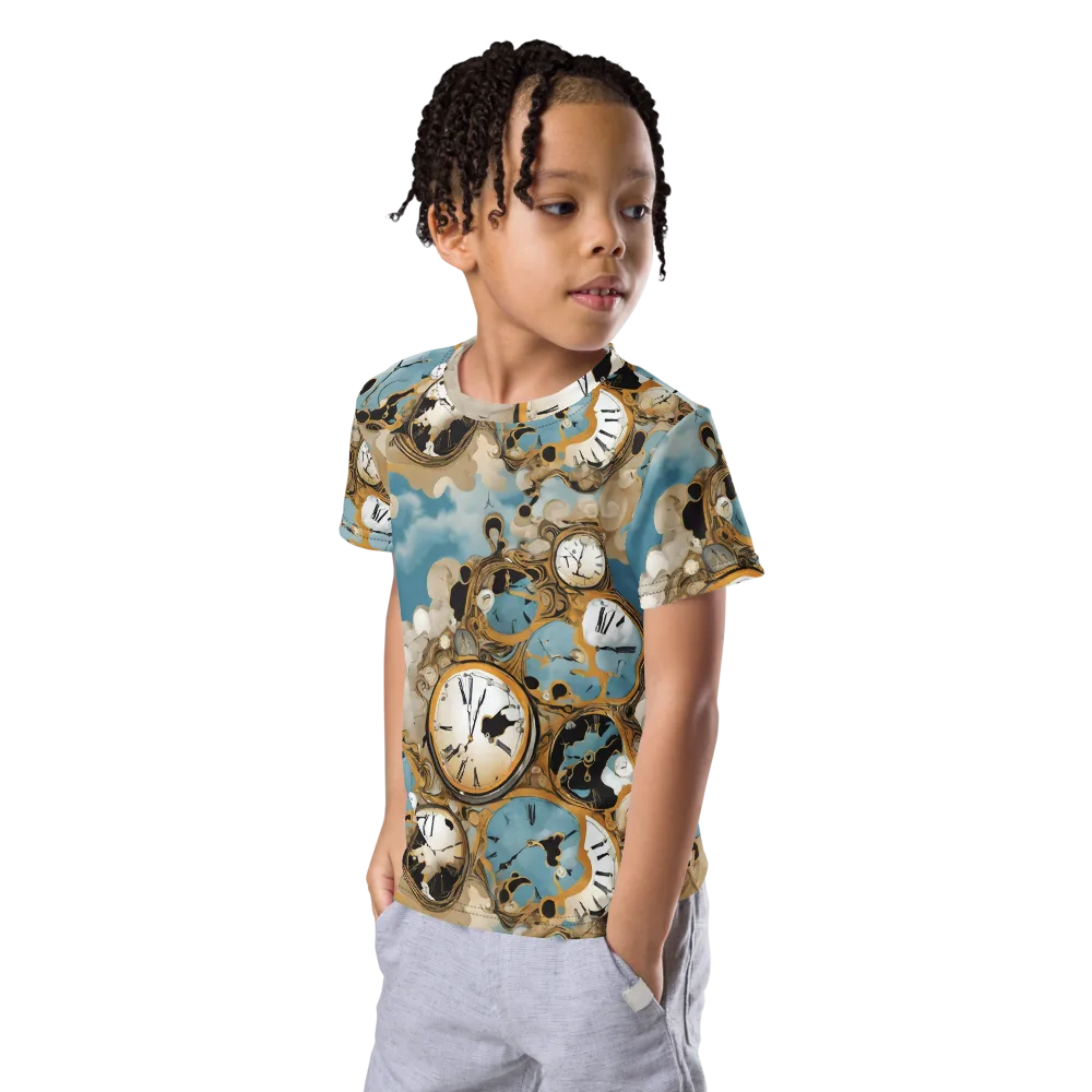 Chronos in the Clouds on Kids Crew Neck T-Shirt — Left Front