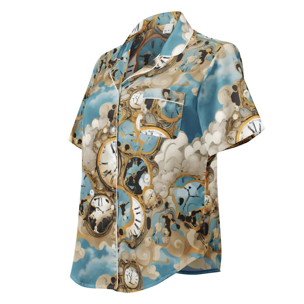 Chronos in the Clouds on Women's Short Sleeve Pajama Top — Left Front
