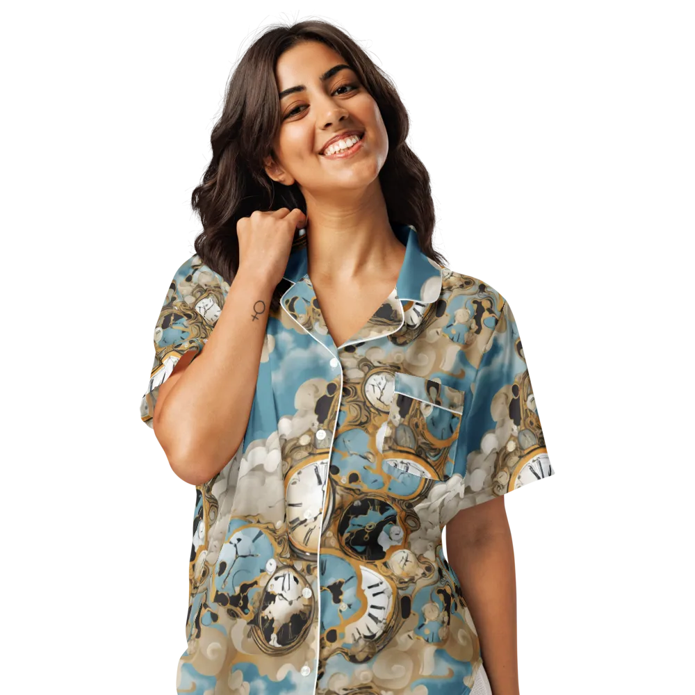 Chronos in the Clouds on Women's Short Sleeve Pajama Top — Front