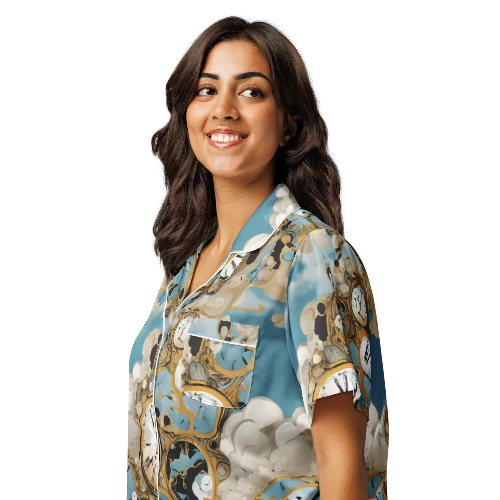 Chronos in the Clouds on Women's Short Sleeve Pajama Top — Left Front