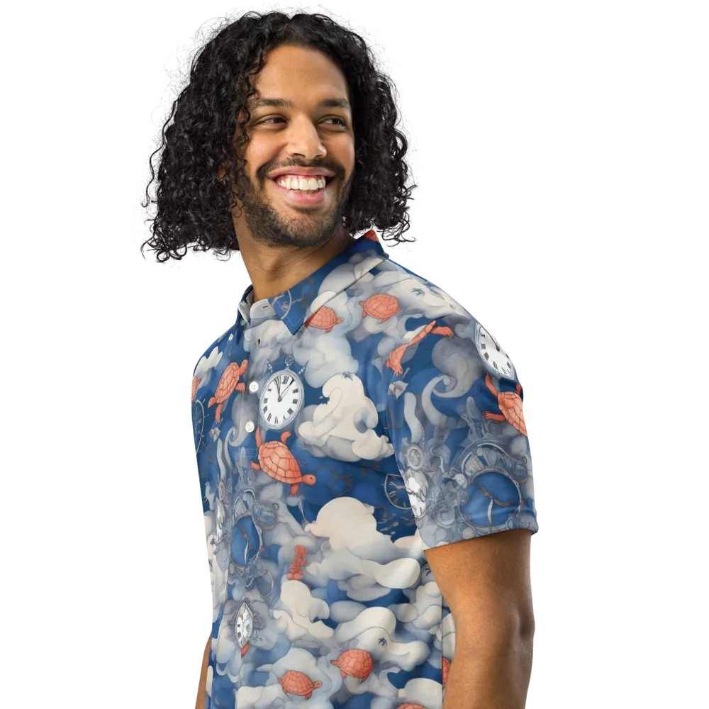 Chronicle of Turtles on Men's Slim Fit Polo Shirt — Left Front
