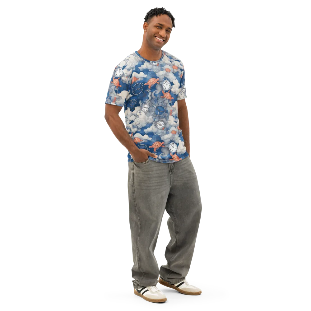 Chronicle of Turtles on Men's Cotton Crew Neck T-Shirt — Right Front