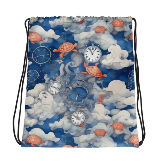 Chronicle of Turtles on a Drawstring Bag