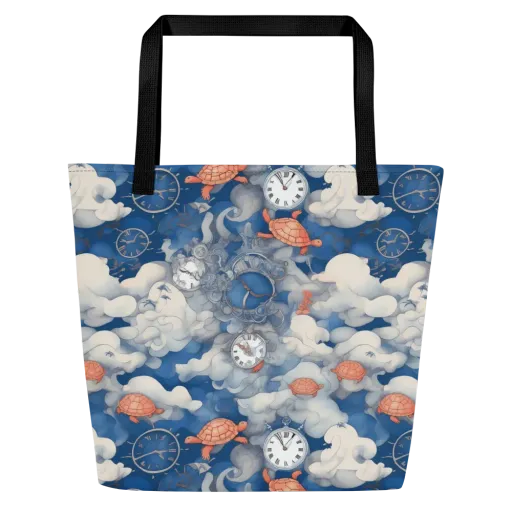 Chronicle of Turtles on a Large Tote Bag W/ Pocket