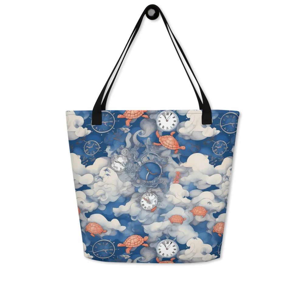 Chronicle of Turtles on Large Tote Bag W/ Pocket — Front