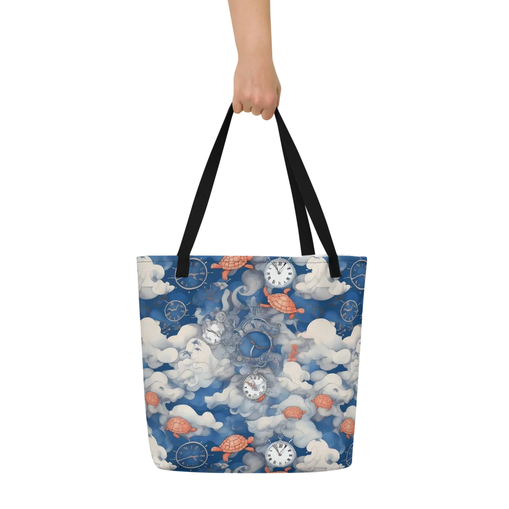 Chronicle of Turtles on Large Tote Bag W/ Pocket — Front