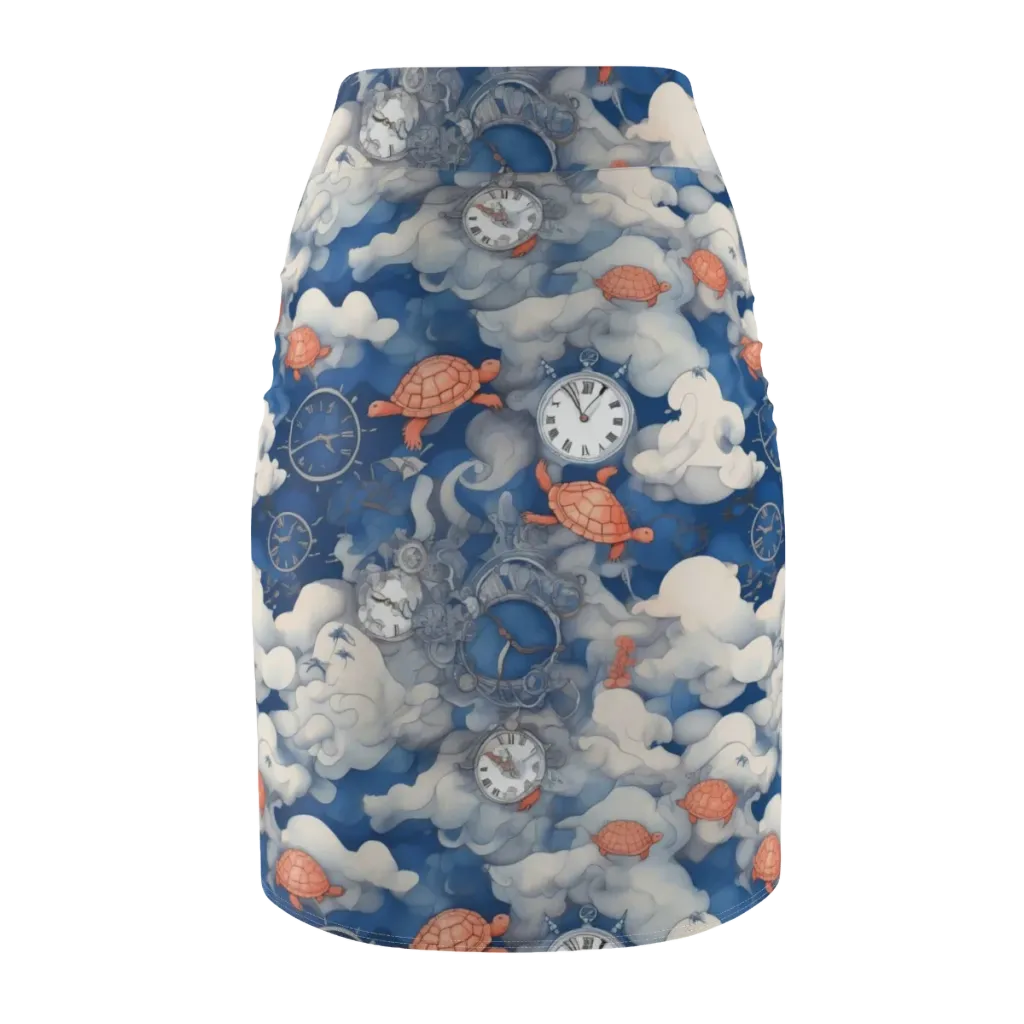 Chronicle of Turtles on Pencil Skirt — Back