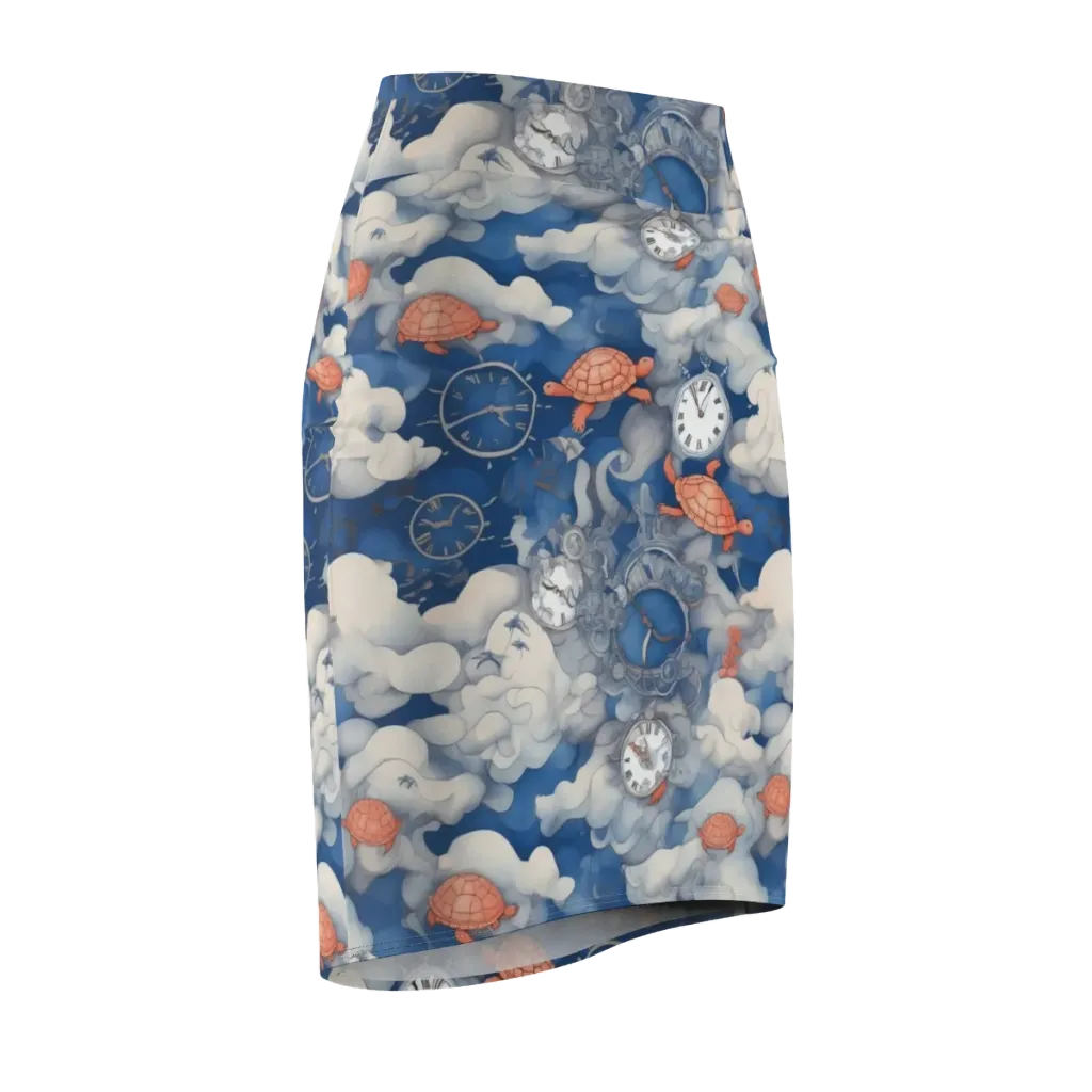 Chronicle of Turtles on Pencil Skirt — Front Side
