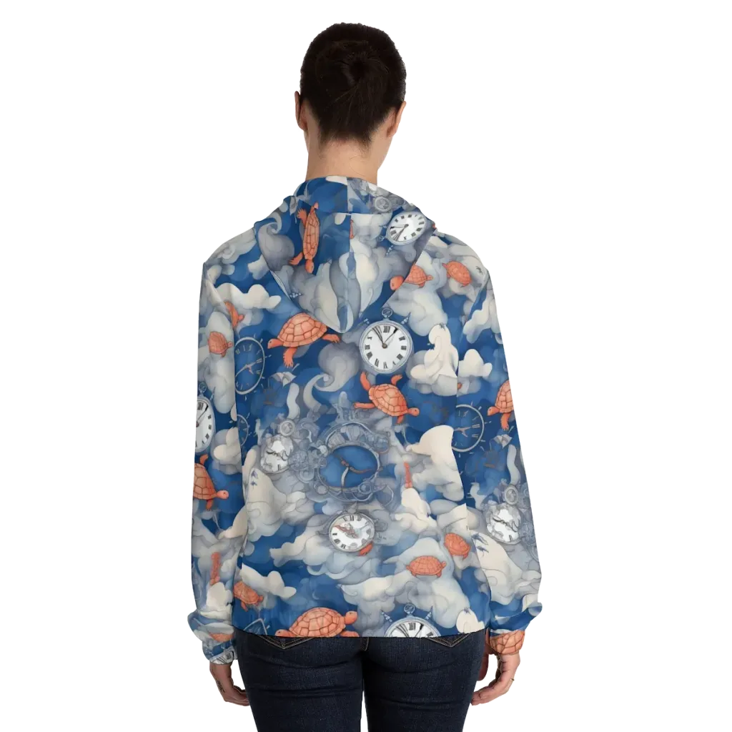 Chronicle of Turtles on Women's Full-Zip Hoodie — Back On Person