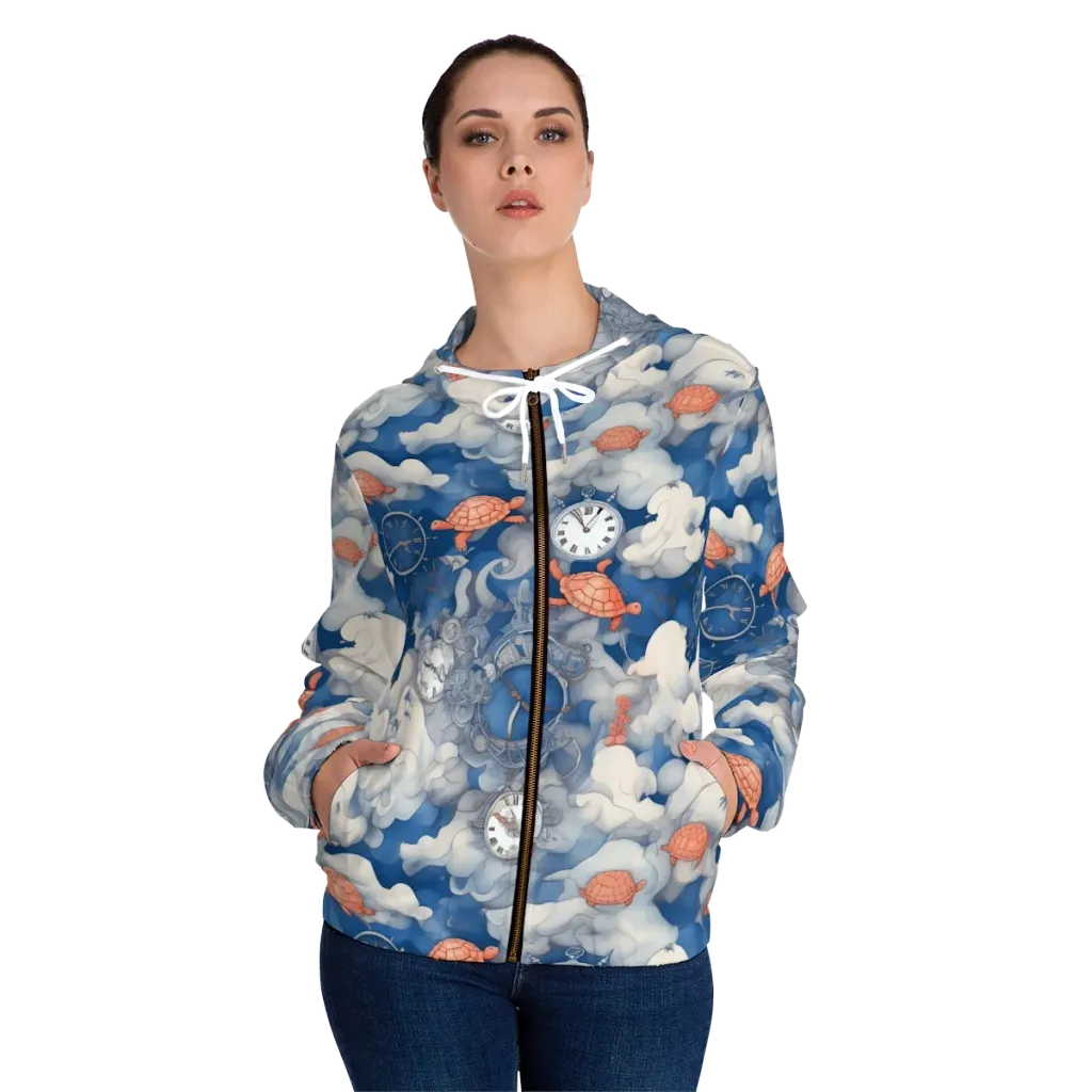 Chronicle of Turtles on Women's Full-Zip Hoodie — Front On Person