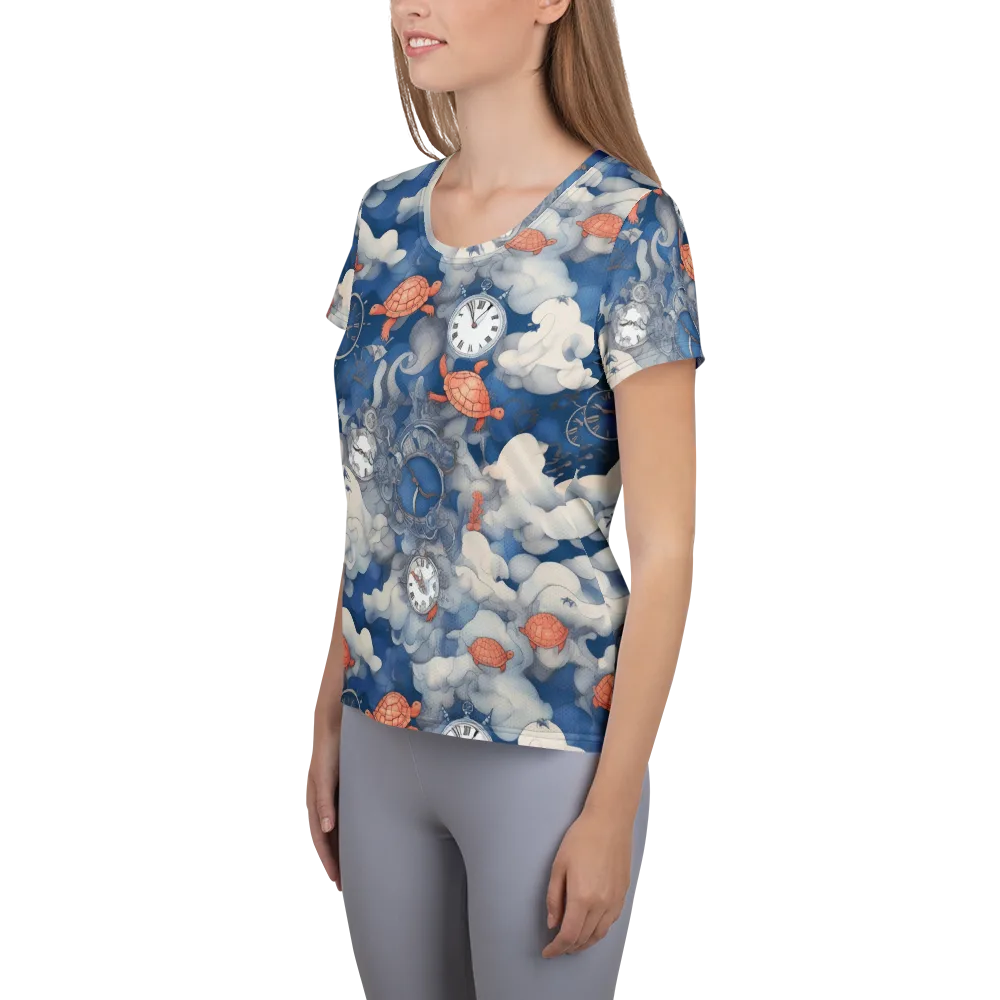 Chronicle of Turtles on Women's Athletic T-Shirt — Left