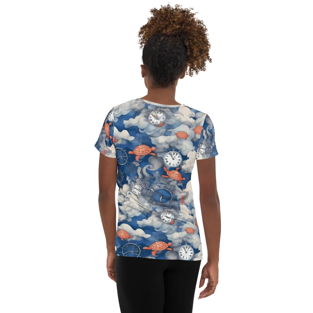 Chronicle of Turtles on Women's Athletic T-Shirt — Back