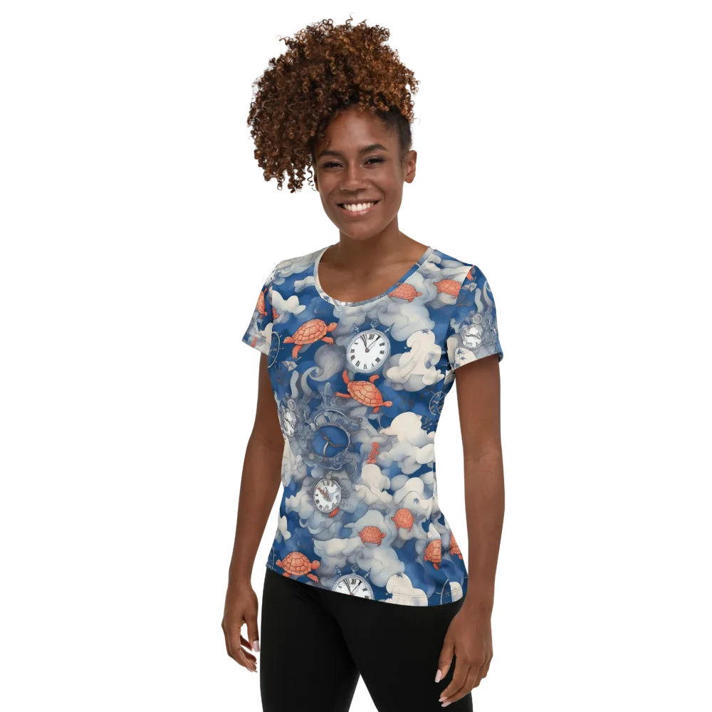 Chronicle of Turtles on Women's Athletic T-Shirt — Left