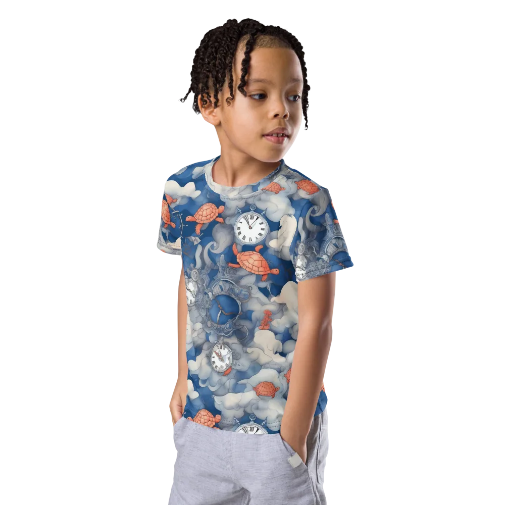 Chronicle of Turtles on Kids Crew Neck T-Shirt — Left Front