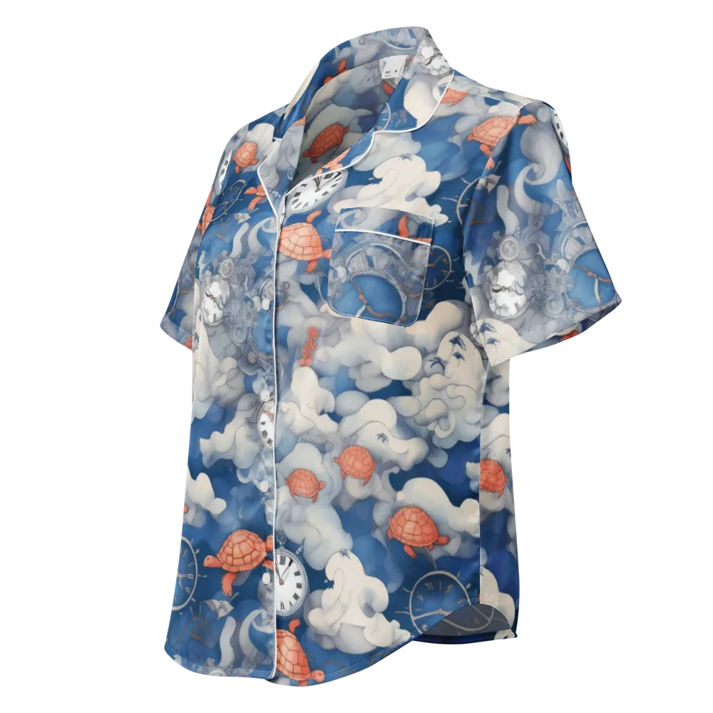 Chronicle of Turtles on Women's Short Sleeve Pajama Top — Left Front